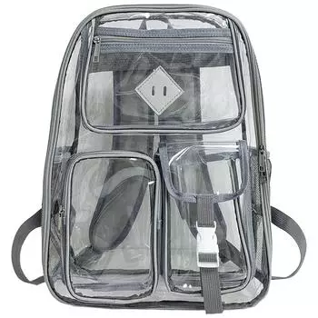 Женский прозрачный рюкзак с регулируемым ремнем из ПВХ, открытый прозрачный рюкзак (черный)