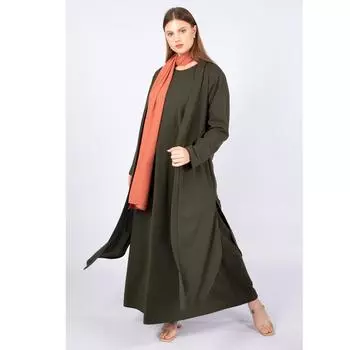 Женский прямой базовый костюм большого размера из 2 предметов цвета хаки