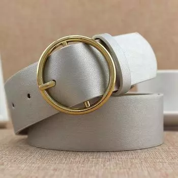 Женский ПУ ремень с круглой золотой пряжкой, декоративный ремень для юбки, джинсовый ремень для женщин серебряный