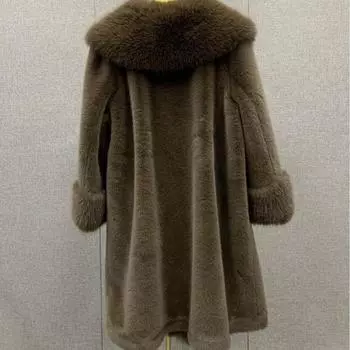 Женский пуховик 2024 осень-зима новый искусственный мех пальто женский длинный облегающий европейский норковый тока утолщенный мех пальто женский M100-130 чёрный