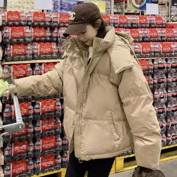 Женский пуховик Love, новинка 2023 года, свободная куртка, модная зимняя утолщенная теплая хлопковая куртка S белый