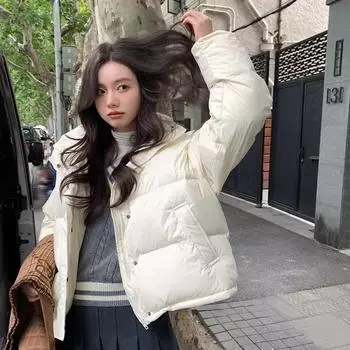 Женский пуховик, новая короткая маленькая версия, легкое пальто с хлопковой подкладкой S белый