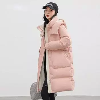 Женский пуховик, новый стиль для осени и зимы, модное, повседневное и теплое пальто средней длины