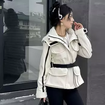 Женский пуховик с утеплителем для зимы 2024 года, утолщенная талия и тонкий белый утиный пух, модная куртка высокого класса S чёрный