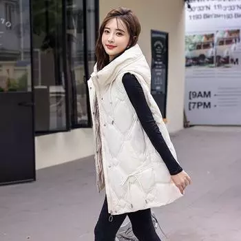 Женский пуховый жилет средней длины осенью и зимой 2023, свободный XXL