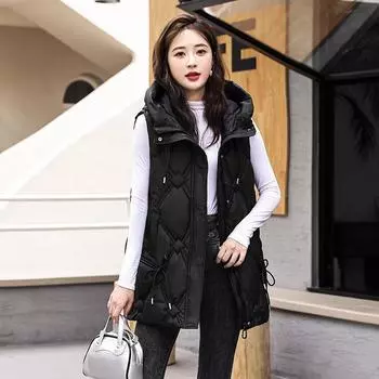 Женский пуховый жилет средней длины осенью и зимой 2023, свободный M