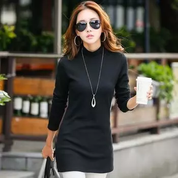 Женский пуловер больших размеров с длинными рукавами, облегающий, утягивающий, женская футболка средней длины с сумкой на бедрах и утолщенным бархатом 5XL красный