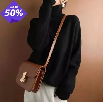 Женский пуловер из однотонного материала, свитер с круглым вырезом и длинными рукавами S чёрный