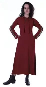 Женский пуловер Moomaya с длинным рукавом и капюшоном, макси-платье с карманами, повседневное длинное L коричневый