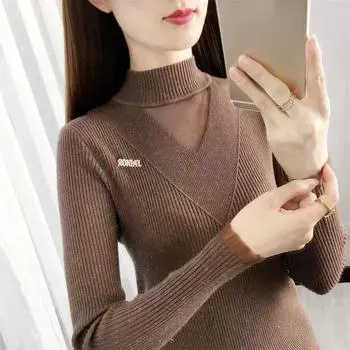 Женский пуловер, осенне-зимний свитер 2023, кружевной модный свитер с коротким рукавом и длинным рукавом, женские топы One Size чёрный