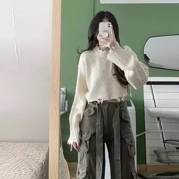 Женский пуловер, осенний женский свитер, новинка 2022 года, повседневный однотонный тонкий пуловер премиум-класса с длинными рукавами и круглым вырезом, женские топы