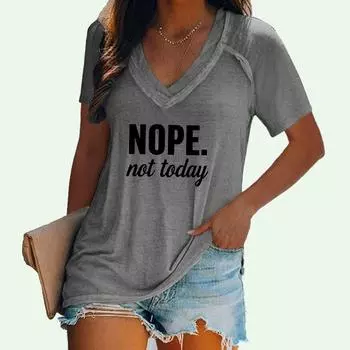 Женский пуловер, приталенный топ, модная футболка с v-образным вырезом, женская летняя повседневная футболка с коротким рукавом и буквенным принтом