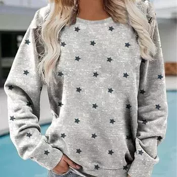 Женский пуловер с цветочным принтом, весенне-осенние топы, свободные толстовки с круглым вырезом, повседневная толстовка с длинными рукавами S