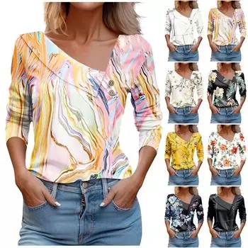 Женский пуловер с длинным рукавом и V-образным вырезом на пуговицах L чёрный