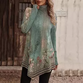 Женский пуловер с длинным рукавом и высоким воротником на весну и осень, свободная футболка, блузка, топ S черный белый