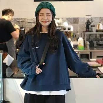 Женский пуловер с длинным рукавом, свободный свитер с круглым вырезом L