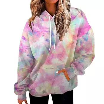 Женский пуловер с капюшоном, свитер с 3D-принтом, городской отдых, европейский и американский принт с фрагментированными цветами 5XL