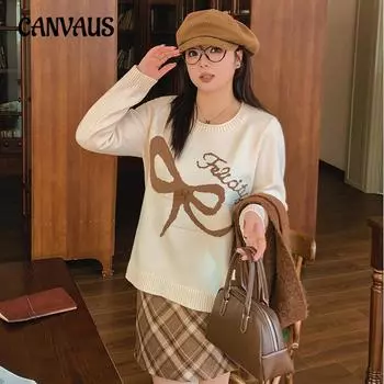 Женский пуловер с круглым вырезом большого размера, жаккардовый свитер, осенне-зимний свободный вязаный свитер XL чёрный