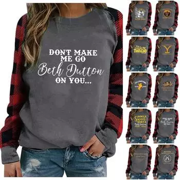 Женский пуловер с круглым вырезом и длинными рукавами с принтом YellowStone, повседневная толстовка M оранжевый