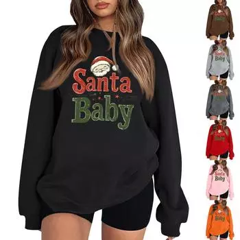 Женский пуловер с принтом, блузка с круглым вырезом, заниженными плечами и длинными рукавами L