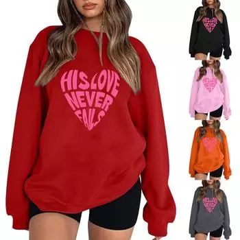 Женский пуловер с принтом, блузка с круглым вырезом, заниженными плечами и длинными рукавами L чёрный