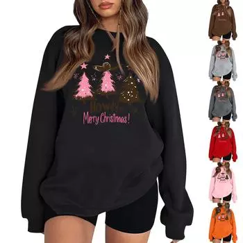 Женский пуловер с принтом, блузка с круглым вырезом, заниженными плечами и длинными рукавами S чёрный