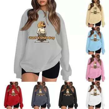 Женский пуловер с принтом, блузка с круглым вырезом, заниженными плечами и длинными рукавами L бежевый