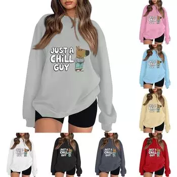 Женский пуловер с принтом, блузка с круглым вырезом, заниженными плечами и длинными рукавами L бежевый