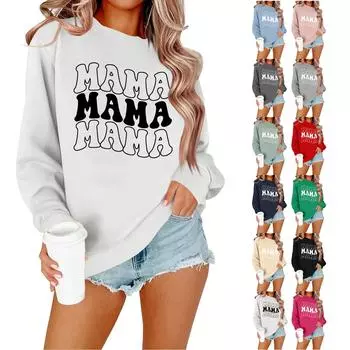 Женский пуловер с принтом, блузка с круглым вырезом, заниженными плечами и длинными рукавами S бежевый