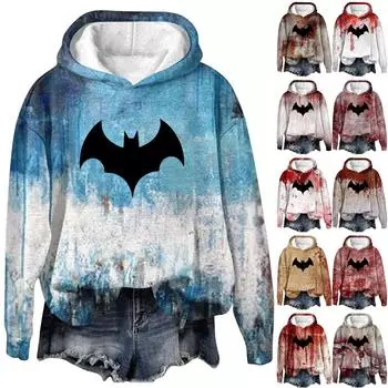 Женский пуловер с принтом Хэллоуина, круглый вырез, заниженная линия плеча, блузка с длинными рукавами XXL хаки