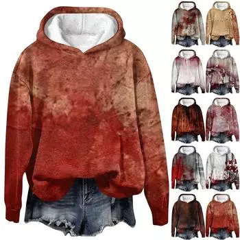 Женский пуловер с принтом Хэллоуина, круглый вырез, заниженная линия плеча, блузка с длинными рукавами XXXL