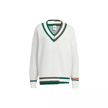 Женский пуловер с v-образным вырезом Adidas Originals и вышивкой логотипа бренда Han-Jade-White HS9521 M