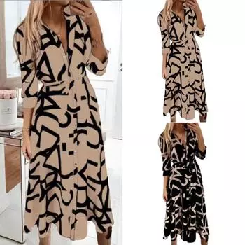 Женский пуловер со средней талией с V-образным вырезом и принтом, повседневное свободное и тонкое платье темперамента M белый