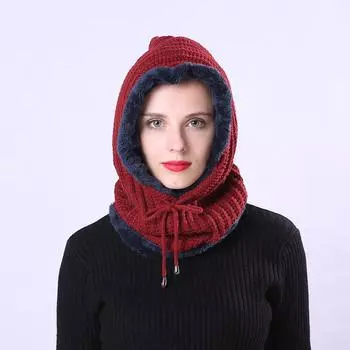 Женский пуловер в полоску, цельный плюшевый утолщенный протектор для ушей для верховой езды, вязаная теплая шапка OneSize хаки