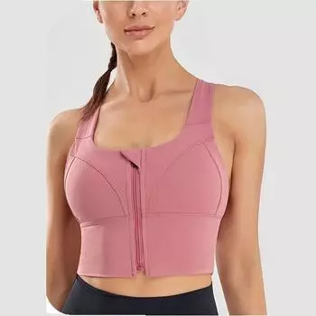 Женский ярусный бюстгальтер для фитнеса с застежкой-молнией спереди большого размера, широкий бюстгальтер на бретельках, нижнее белье с эффектом пуш-ап, противоударный спортивный жилет для йоги, бюстгальтер с перекрестной спинкой S