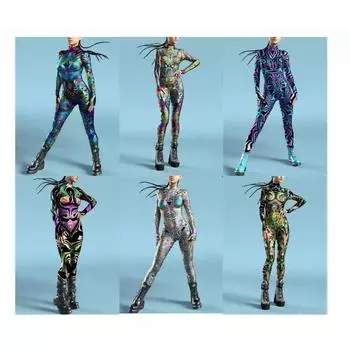 Женский Радужный сексуальный облегающий комбинезон с разноцветным принтом, праздничная одежда для вечеринок, комбинезон, костюм для косплея, эластичные боди, комбинезоны Kids S