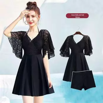 Женский раздельный купальник больших размеров для пышных фигур - Лето 2024 чёрный