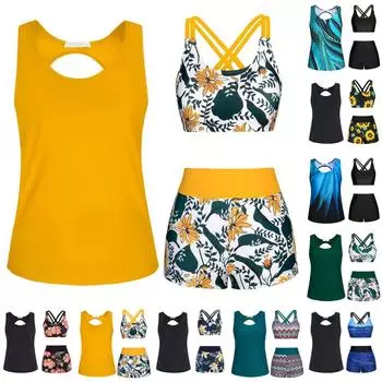 Женский раздельный купальник из трех частей с цветочным принтом и бюстгальтером с подушечками без стального бюстгальтера, сексуальное бикини L