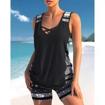 Женский раздельный купальник с высокой талией, комплект из двух частей S чёрный