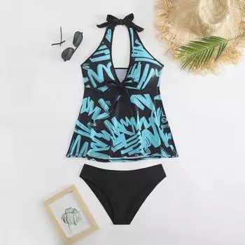 Женский раздельный модный сексуальный купальник-бикини с принтом и подкладкой для груди без стальных скобок XXL