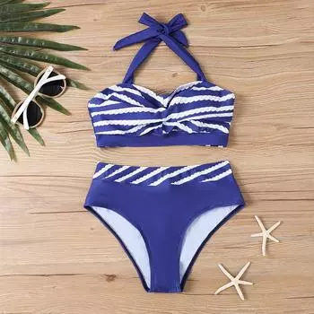 Женский раздельный модный сексуальный купальник-бикини с принтом и подкладкой для груди без стальных скобок S