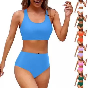 Женский раздельный сексуальный бикини, модный бюстгальтер с высокой талией, мягкий купальник без стального бюстгальтера M шафрановый