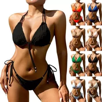 Женский раздельный сексуальный бикини, модный бюстгальтер с высокой талией, мягкий купальник без стального бюстгальтера L королевский синий