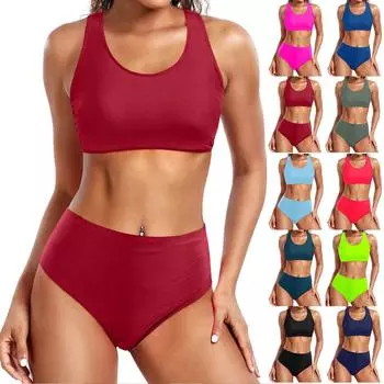 Женский раздельный сексуальный бикини, модный бюстгальтер с высокой талией, мягкий купальник без стального бюстгальтера L