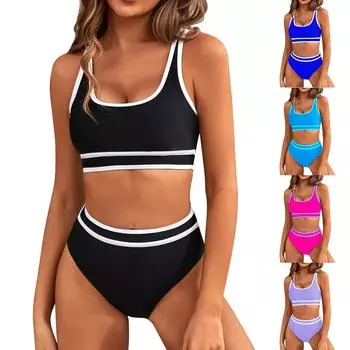 Женский раздельный сексуальный бикини, модный бюстгальтер с высокой талией, мягкий купальник без стального бюстгальтера S