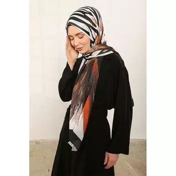 Женский разноцветный мягкий платок с рисунком под зебру имбирный