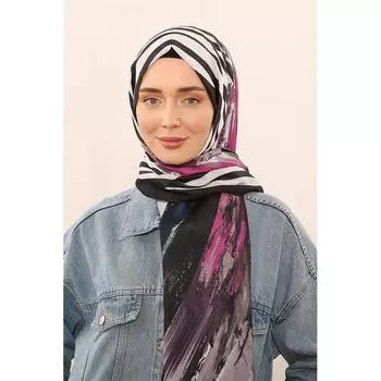 Женский разноцветный мягкий платок с рисунком под зебру, сливовый