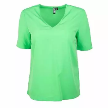 Женский разноцветный струящийся топ с короткими рукавами и v-образным вырезом PIECES XS синий