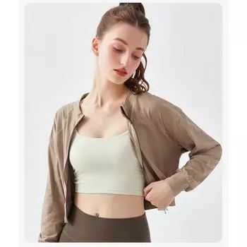 Женский ребристый короткий облегающий повседневный топ на молнии S чёрный