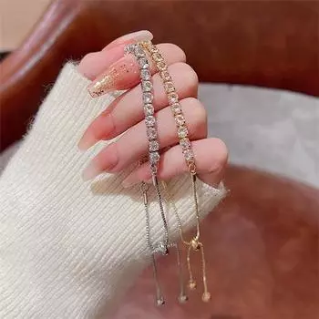 Женский регулируемый браслет из циркона серебряный